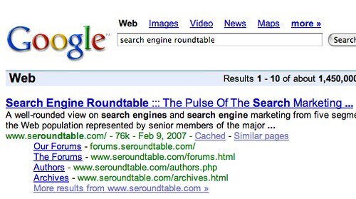 search engine roundtable - Google Sitelinks by rustybrick.